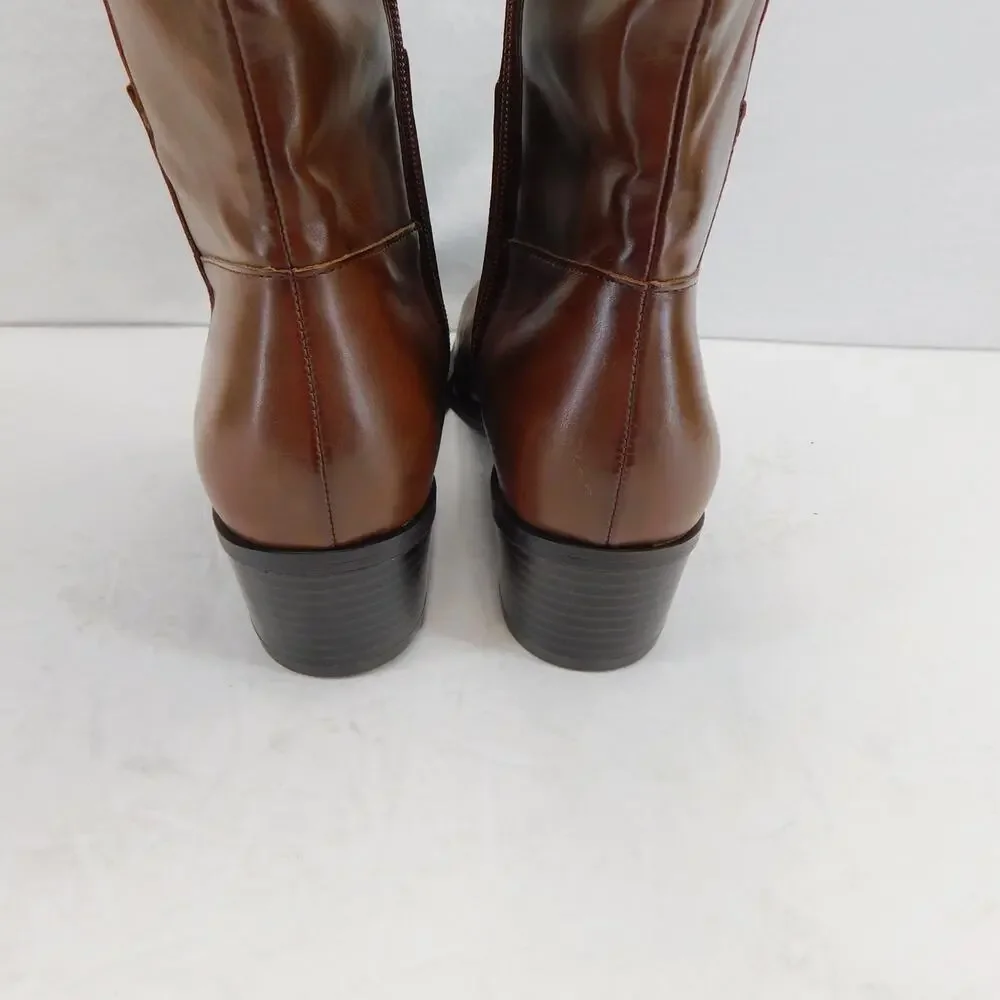 Rockport Evalyn Brown Tall Boot Saddle Block Heel Women's Size 7.5 - New - Picture 11 of 16